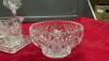 PINWHEEL CRYSTAL ITEMS - DIVIDED DISHES, WINE GLASSES, CREAM & SUGAR ON TRAY, CANDY BOWL, COASTERS - 2