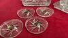 PINWHEEL CRYSTAL ITEMS - DIVIDED DISHES, WINE GLASSES, CREAM & SUGAR ON TRAY, CANDY BOWL, COASTERS - 3