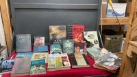 (2) BOXES W/ HARD & SOFT COVER BOOKS - GRAPHIC NOVELS, AB HISTORY, CANADA LAW, HOW TO PLAY PIANO ETC