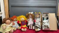 (3) PORCELAIN DOLLS & (3) CABBAGE PATCH DOLLS