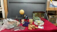 FUNKY CANDLY HOLDER, MIRRORED BACK DISPLAY SHELF, COLLECTOR PLATE W/ THE CRUCIFIX,