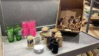 BOX W/VINTAGE GLASSWARE, BEER GLASSES, BEER STEINS