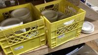 (2)CRATES OF ULTIVA CHINA SMALL PLATES AND A FEW SAUCERS