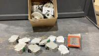 BOX OF ELECTRICAL SUPPLY - BRAKERS, SWITCH PLATES, SWITCHES