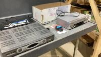 SONY BLU-RAY DVD PLAYER, MOTOROLA DUAL TUNER DVR, JVC VHS PLAYER, RCA COAX CABLE (6FT)