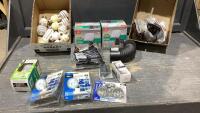 (2)BOXES - (2)MOTION SENSORS, HALOGEN LIGHTS, BUG LIGHT, GUTTER GUARDS