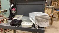 (2)BOXES - DESK LAMP, PLASTIC STORAGE CONTAINER, MAGNIFYING LAMP