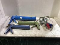 SHOP FLAT W/ (3) CHALKING GUNS & (4) OIL WRENCHES