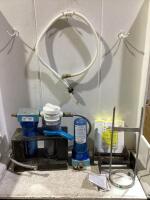 SHOP BOX W/ WATER FILTRATION SYSTEM, FINE PORE FILTER CARTRIDGE, HOSES & MISCELLANEOUS