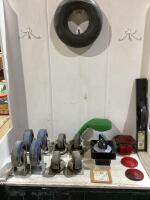 SHOP CRATE W/ CASTERS, BASE PAITO PART, LIGHTS, TONGUE/GROOVE & MISCELLANEOUS