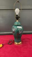 TABLE LAMP W/ GREEN GLASS BASE - NO SHADE