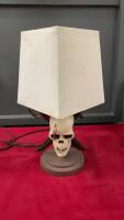 SMALL TABLE LAMP W/ RESIN SKULL & SWORD BASE
