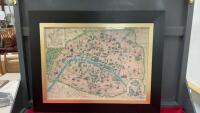 A FRAMED MAP OF OLD PARIS