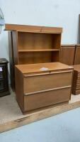 OFFICE DESK UNIT - (2) SHELF UNITS & A LATERAL FILING CABINET W/ KEYS