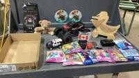 (2)FLATS - WOOD PULL TOY, RC TRUCK, CAMERA, POCKET PC, PUZZLES