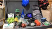 (2)BOXES - HARD HAT, FIRST AID KIT, DRILL, DRILL PUMP, 12V TROUBLE LIGHT