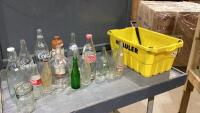GROCERY TOTE OF VINTAGE BOTTLES - PIC-A-POP, COKE, POLAR, CANADA DRY
