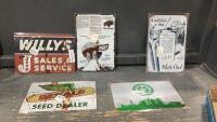 (5) REPLICA TIN SIGNS - APPROX 12&rdquo; X 8&rdquo;