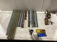 SHOP BOX W/ KEY STOCK, READILY ROD, THREAD RODS, LEVER & MISCELLANEOUS