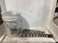 SHOP BUCKET W/ SOCKETS, WRENCH & EXTENSION
