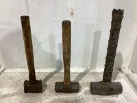 (3) SLEDGE HAMMERS 3LB, 4LB & 12LB