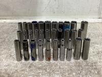 SHOP BOX W/ ASSORTMENT OF SOCKETS SAE