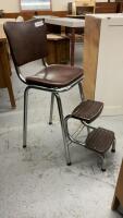 VINYL CHAIR W/ FLIP UP FOOT STOOL
