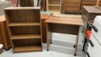 SMALL BOOKSHELF & ROLLING DESK/SEWING MACHINE TABLE
