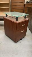 ROLLING TEMPERED GLASS TOP FILING CABINET - 2-DRAWER