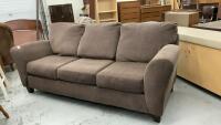 CHOCOLATE BROWN 3-SEATER SOFA - CHENILLE LIKE FABRIC