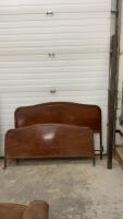 SIMMONS ANTIQUE METAL & WOOD DOUBLE HEADBOARD/FOOTBOARD & RAIL