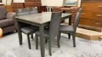 SQUARE GREY TABLE W/ (4) CUSHIONED CHAIRS
