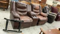 (2) PIECE WITH MIDDLE STORAGE UNIT ROCKING RECLINER COUCH