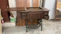 &ldquo;WHITE&rdquo; TREADLE SEWING MACHINE & CABINET