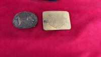 (2) BELT BUCKLES - (1) FIRST EDITION SOLID BRASS GERMAN SHEPARD, (1) MOTOR HARLEY DAVIDSON CYCLE