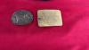 (2) BELT BUCKLES - (1) FIRST EDITION SOLID BRASS GERMAN SHEPARD, (1) MOTOR HARLEY DAVIDSON CYCLE