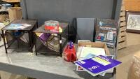 (3)ITEMS - 2 METAL STORAGE UNITS + FLAT W/OFFICE ITEMS