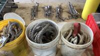 (3)PAILS OF SAFETY LINES AND GRABS