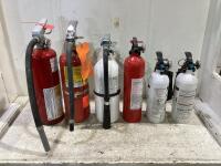 SHOP BOX W/ (6) ASSORTED FIRE EXTINGUISHER