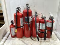 SHOP BOX W/ (6) ASSORTED FIRE EXTINGUISHER