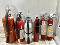 SHOP BOX W/ (6) ASSORTED FIRE EXTINGUISHER