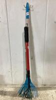 BUNDLE OF GARDEN TOOLS W/ (2) RAKES & (1) RAKE CLAW