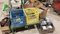 CART OF SHOP ITEMS - AUTO HEADLIGHTS, LARGE HALOGEN LIGHT BULBS,