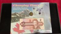 &ldquo;CHANGING TIMES&rdquo; 1986 CANADA $2 BILL & 1996 TOONIE