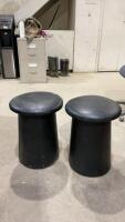 (2) BLACK VINYL COVERED TOADSTOOL STOOLS