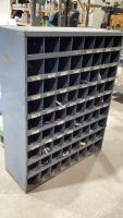 GRAY METAL BOLT BIN WITH CONTENTS