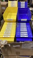 BOX OF BOLT BINS - (32) BLUE + (32) YELLOW