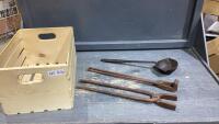 WOOD CRATE W/ BLACKSMITHING TOOLS