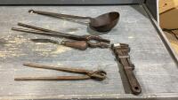 FLAT OF ANTIQUE TOOLS INCLUDING A &ldquo;GRAY&rdquo; CPR ADJUSTABLE WRENCH