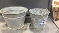 (2) GALVANIZED PAILS /PLANTER